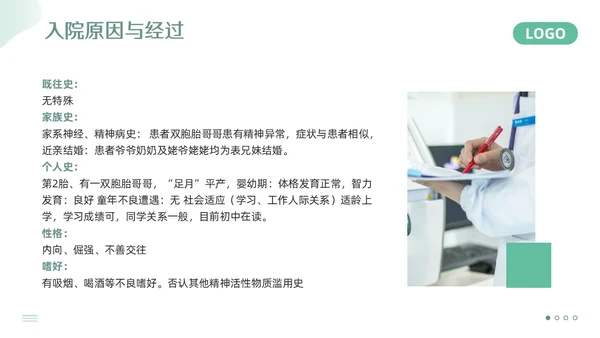 绿色简约精神科护理查房PPT模板宣传PPT动态PPT