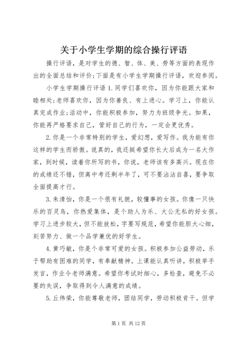 关于小学生学期的综合操行评语.docx