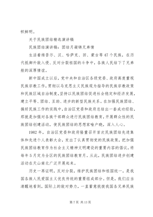 关于民族团结精选演讲稿.docx