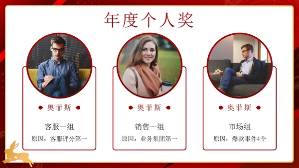 红色奢华剪纸兔年喜迎元旦晚会带内容PPT模板