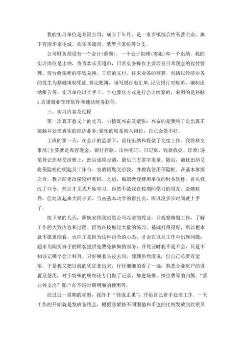 出纳的实习报告范文锦集六篇.docx