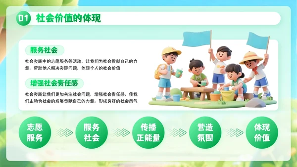 绿色创意风暑期户外实践活动PPT模板