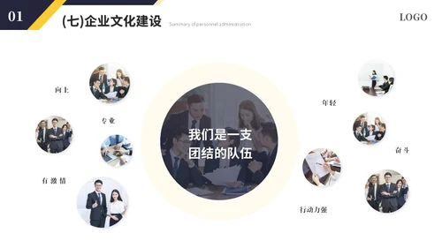 简约商务黑黄人事行政年中总结年中工作总结述职ppt模板