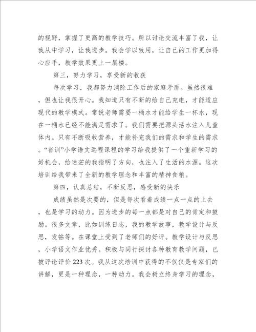 小学教师研修总结