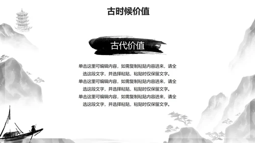 黑色古风水墨插画传统文化主题教育PPT模板