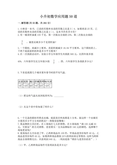 小升初数学应用题50道带答案（黄金题型）.docx
