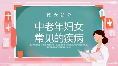 粉色黑板风更年期妇女女保健知识培训PPT课件女性健康
