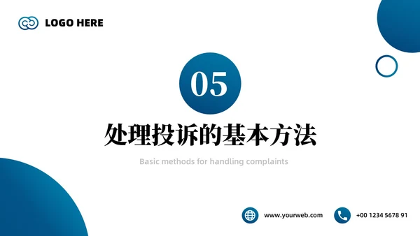 蓝色简约商务银行投诉与争议处理技巧商务PPT模板