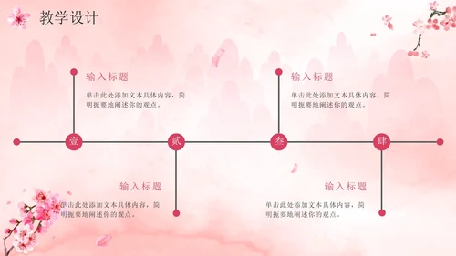 唯美清新桃花中国风说课设计PPT模板