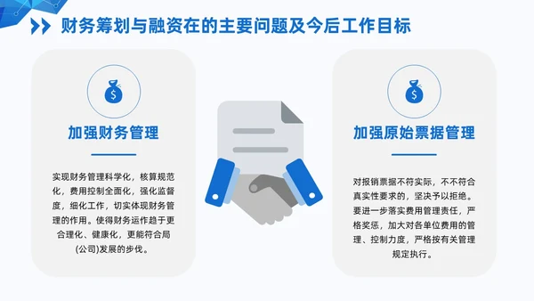 蓝色简约风形状向上线条财务年终总结汇报PPT模板