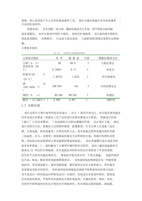 甲苯加氢生产甲基环己烷中试工艺项目设计方案