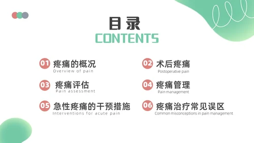 浅绿色简约围手术期疼痛管理ppt模板