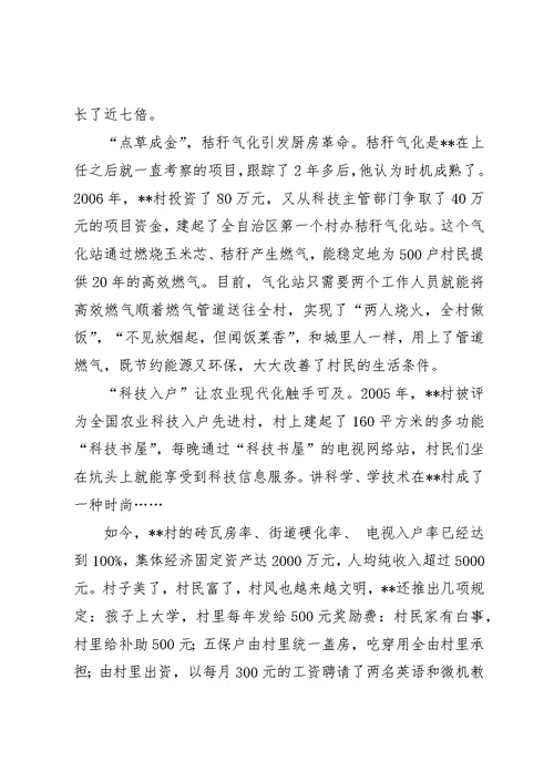村党支部书记杰出青年先进事迹