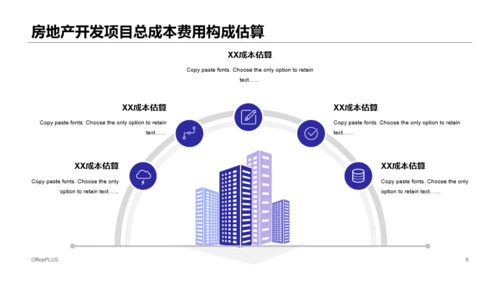 蓝色插画风建筑项目年终总结工作预估汇报PPT案例