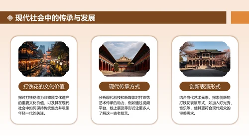 橙色中国风打铁花舞台表演活动方案PPT模板