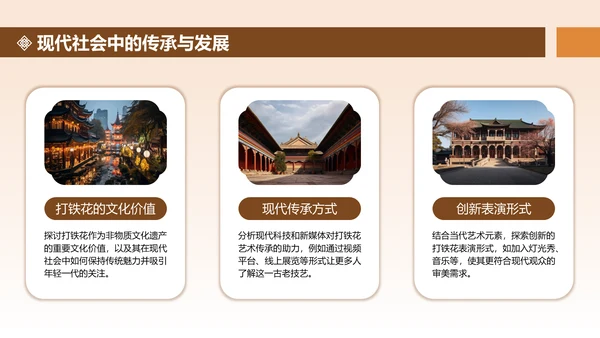 橙色中国风打铁花舞台表演活动方案PPT模板