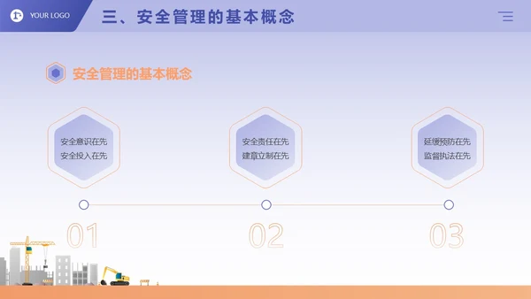 蓝紫色卡通商务风企业三级安全教育演讲培训课件PPT模板