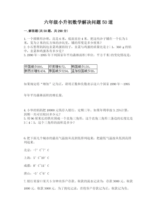 六年级小升初数学解决问题50道附完整答案（易错题）.docx