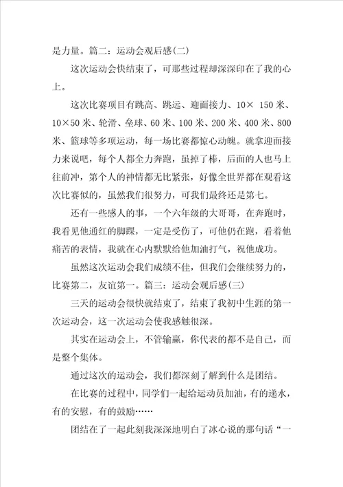 运动会观后感300字作文