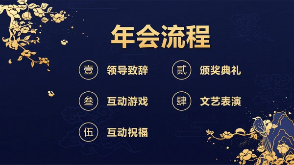 红蓝中国风年会ppt模板