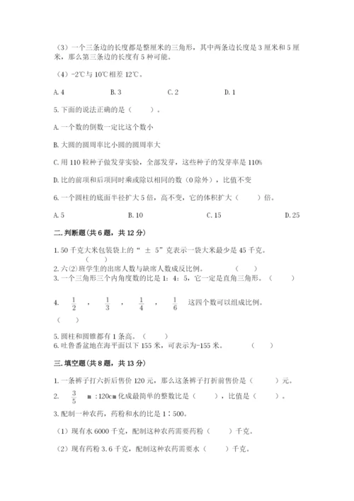 平江县六年级下册数学期末测试卷学生专用.docx