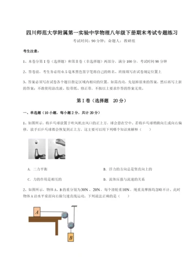 强化训练四川师范大学附属第一实验中学物理八年级下册期末考试专题练习试题（详解）.docx