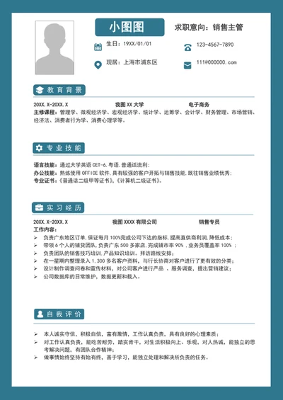 大气销售主管简历模板word求职简历