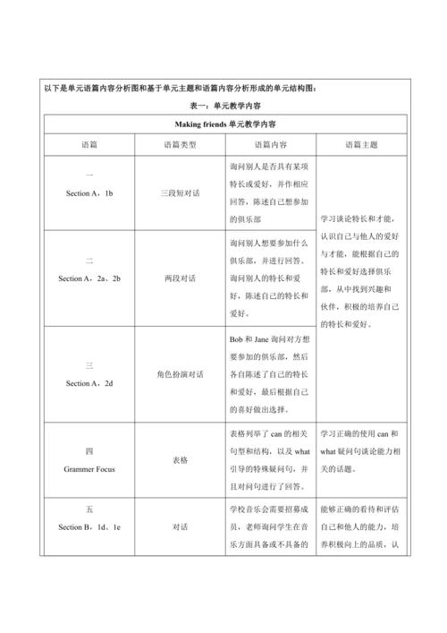 【新课标】Unit 1 Can you play the guitar？大单元整体教学设计（人教版英
