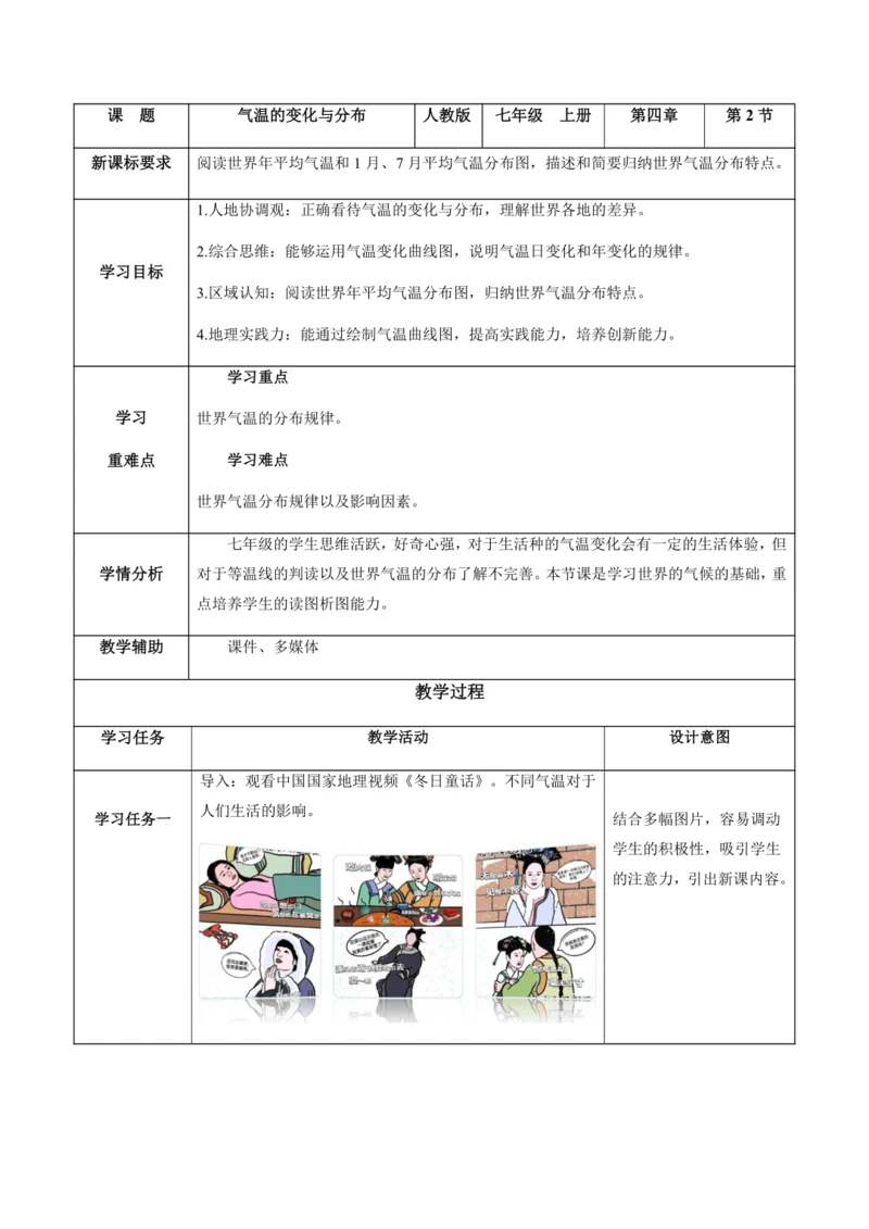 4.2.2气温的变化与分布（第2课时）（教学设计）-七年级地理上册（人教版2024）