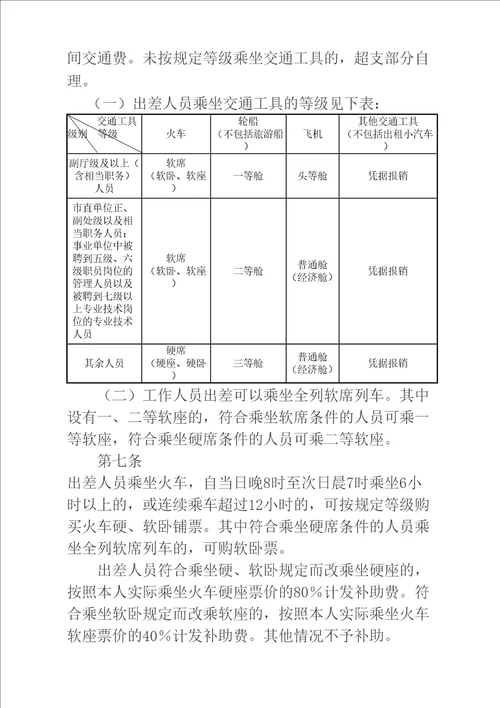 烟台市公路管理局差旅费管理规定完整版