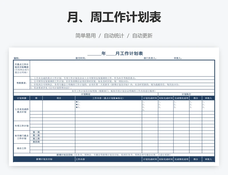 月、周工作计划表