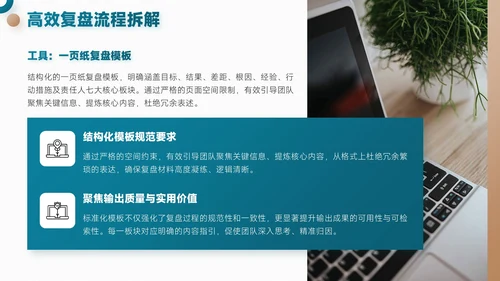 蓝金色简约风项目总结内部复盘会PPT模板