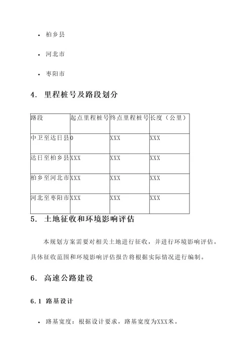 中卫至枣阳段高速规划方案