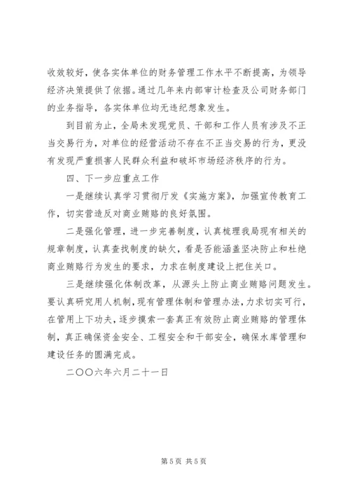 落实省水利厅治理商业贿赂实施方案工作情况汇报 (3).docx