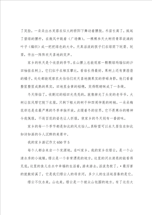 我的家乡游记作文650字