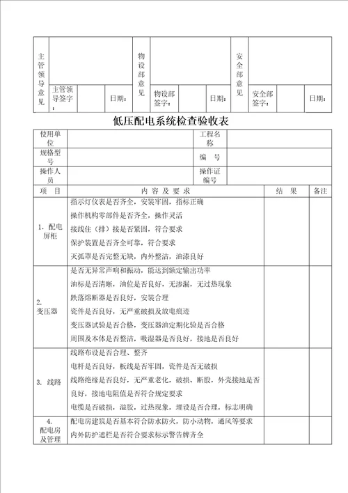 各类机械设备检查验收表全