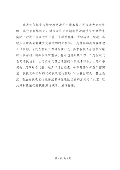 人大代表履行职责问题的思考.docx