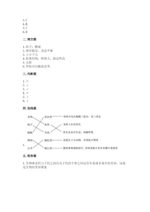 教科版六年级下册科学期末测试卷附解析答案.docx