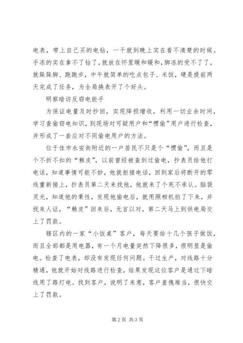 供电局抄表员先进事迹材料（青春在平凡中闪光）.docx