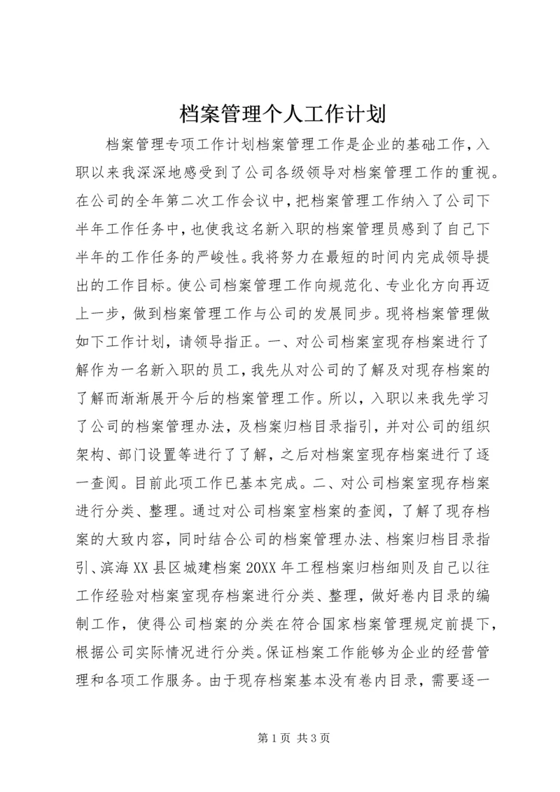 档案管理个人工作计划.docx