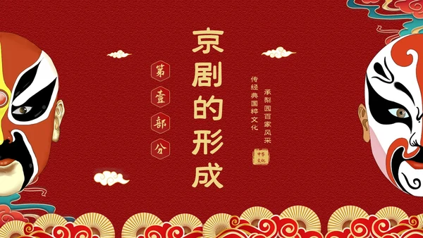红色国潮风中国国粹京剧脸谱介绍PPT