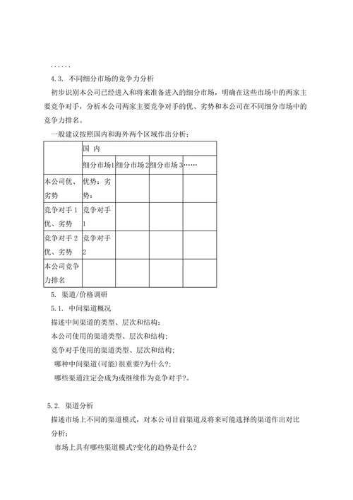 产品市场调研报告模板