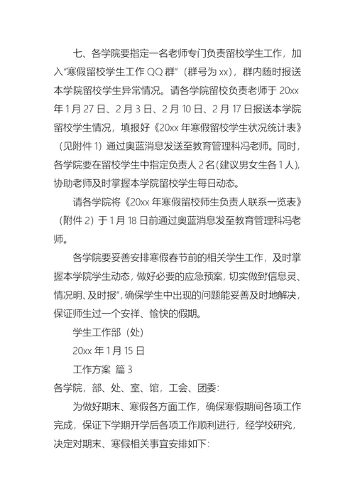 实用的工作方案模板集合五篇