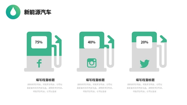 简约插画风绿色出行能源创新新能源汽车PPT