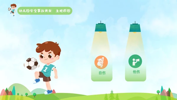 蓝色手绘卡通插画幼儿安全教育管理PPT幼儿园