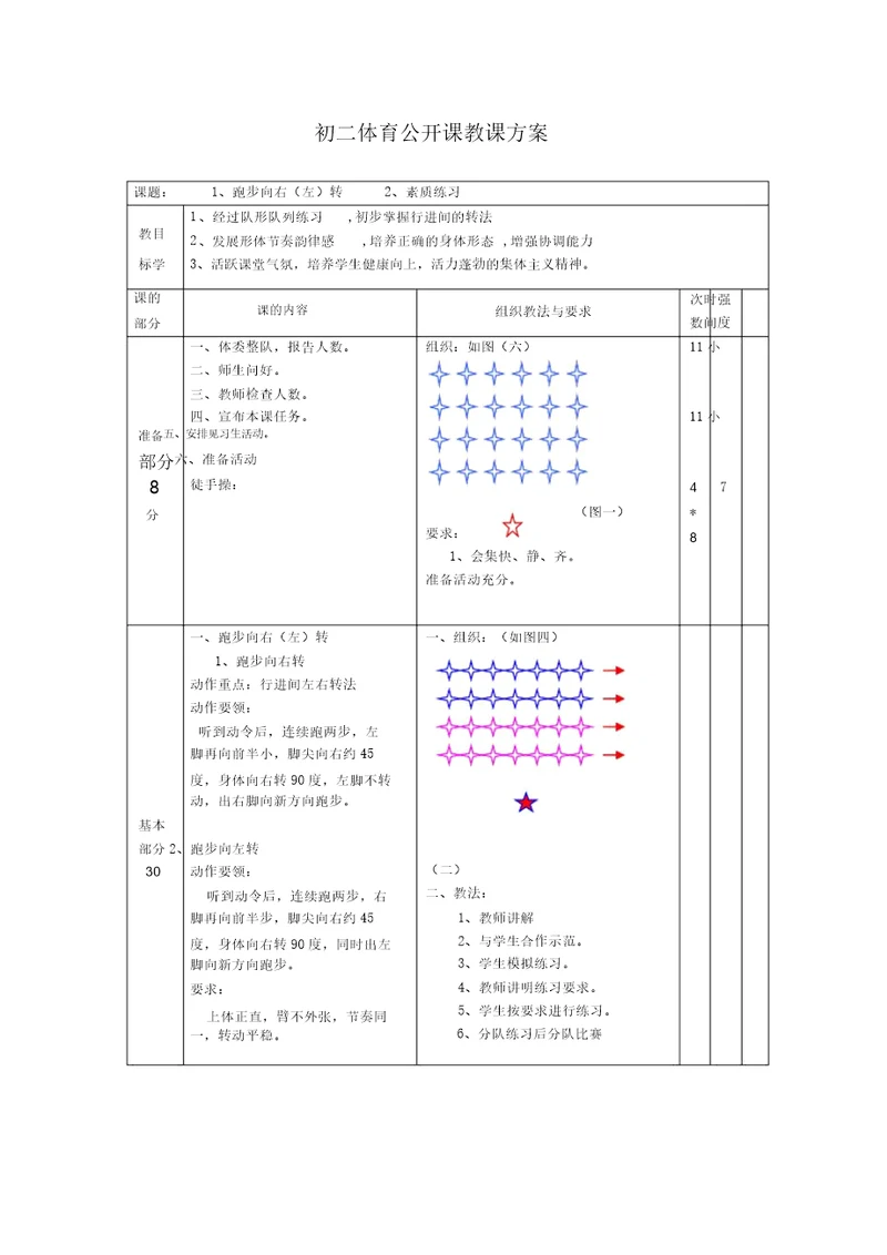 初二体育公开课教案