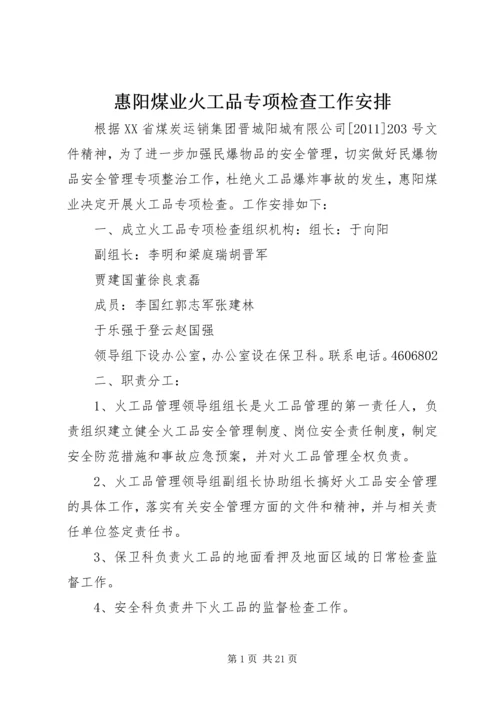 惠阳煤业火工品专项检查工作安排.docx