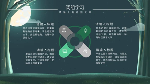 绿色卡通树林教学说课PPT模板