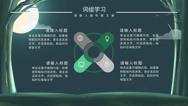 绿色卡通树林教学说课PPT模板