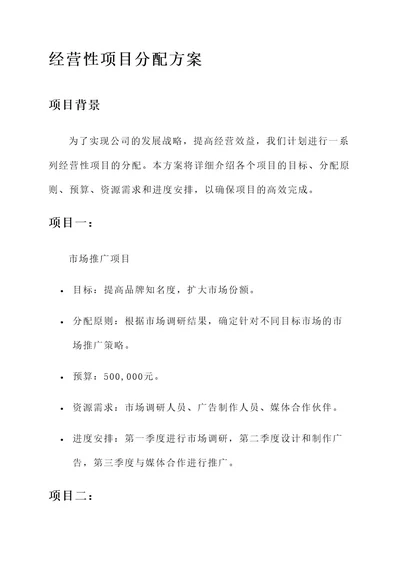 经营性项目分配方案